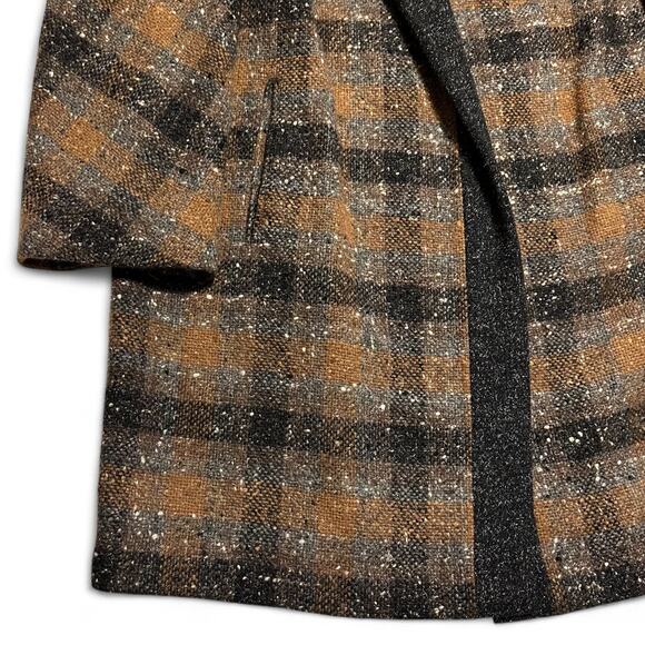 Vintage 50s 60s Brevity Original Wool Plaid Coat Fits XL/1X Dark Tweed Swing Fit - Picture 5 of 9